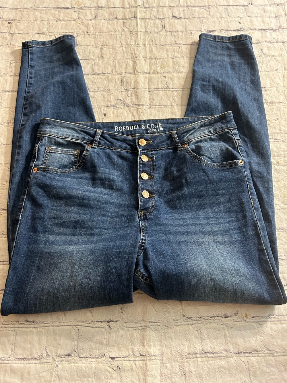 VINTAGE ROEBUCK & CO. SKINNY R1893 BUTTON FLY WOMEN’S JEANS SEARS 2008 SIZE 16